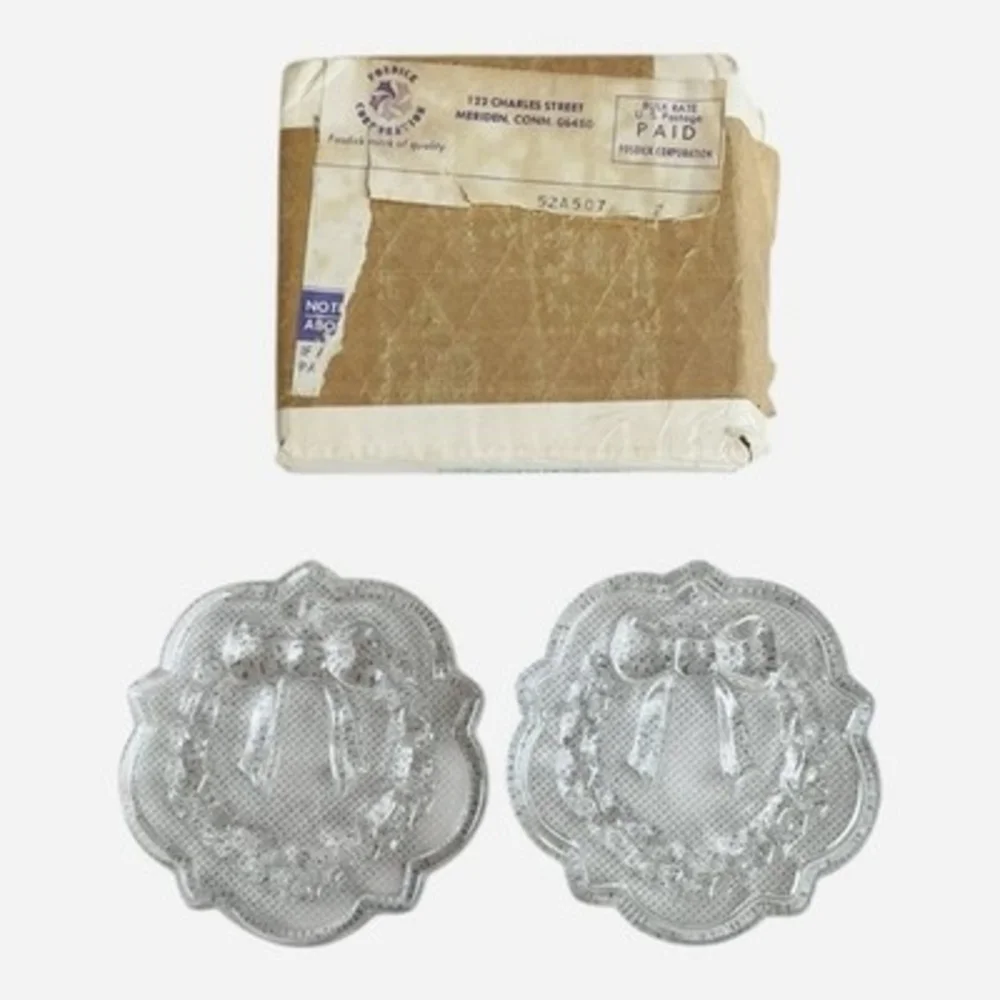 Vintage Fosdick Lead Crystal Wreath Christmas Ornaments 3.5